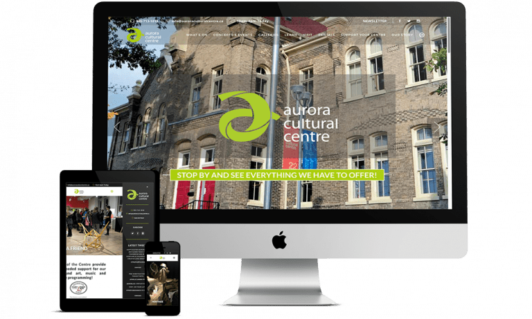 Aurora Cultural Centre website on various devices