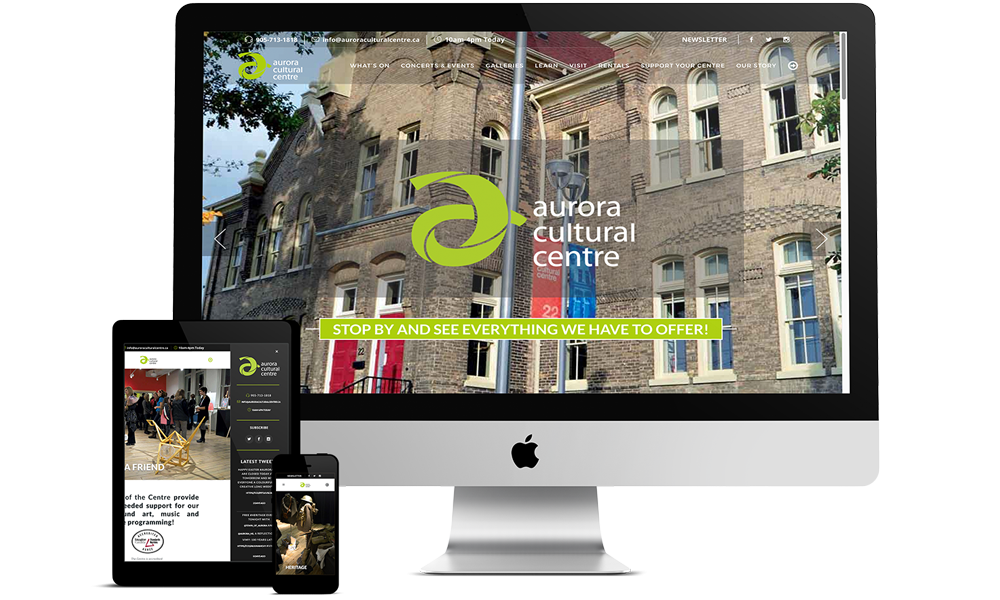 Aurora Cultural Centre website on various devices