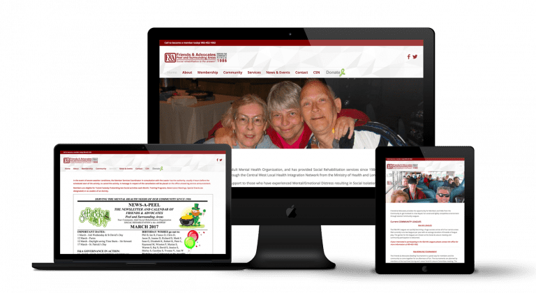 Friends & Advocates website displayed on a variety devices