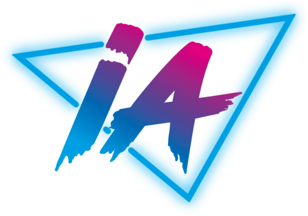 IA Logo Glowing in neon blue