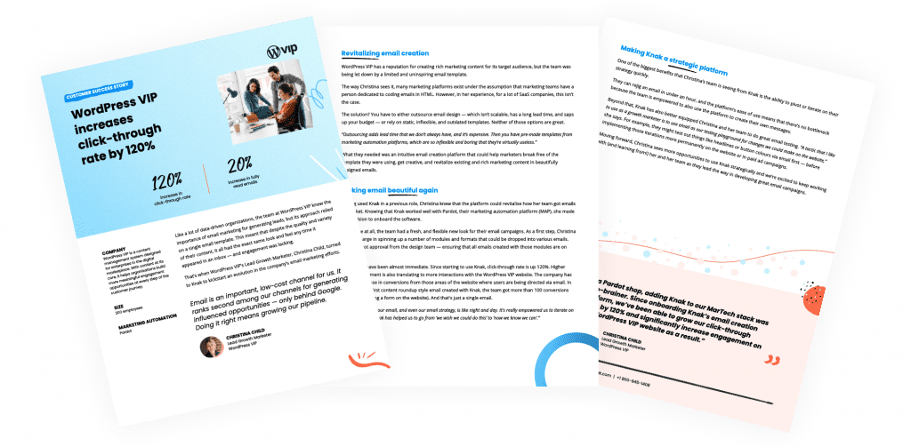 Knak. Customer Success Story Example