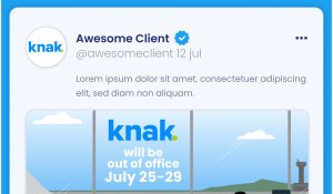 Knack Away Graphic for Twitter with out of office dates