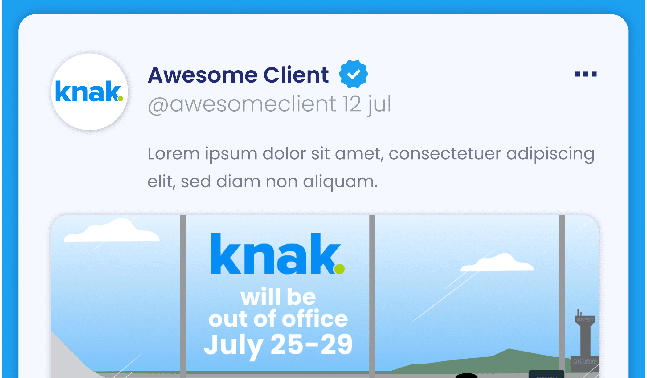 Knack Away Graphic for Twitter with out of office dates
