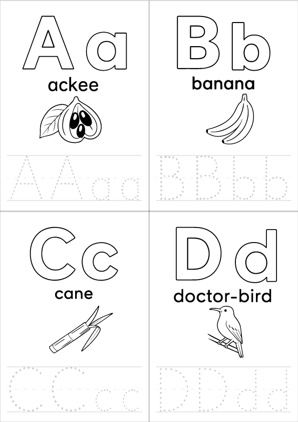 Printable Alphabet Flash Card Lettering A-D