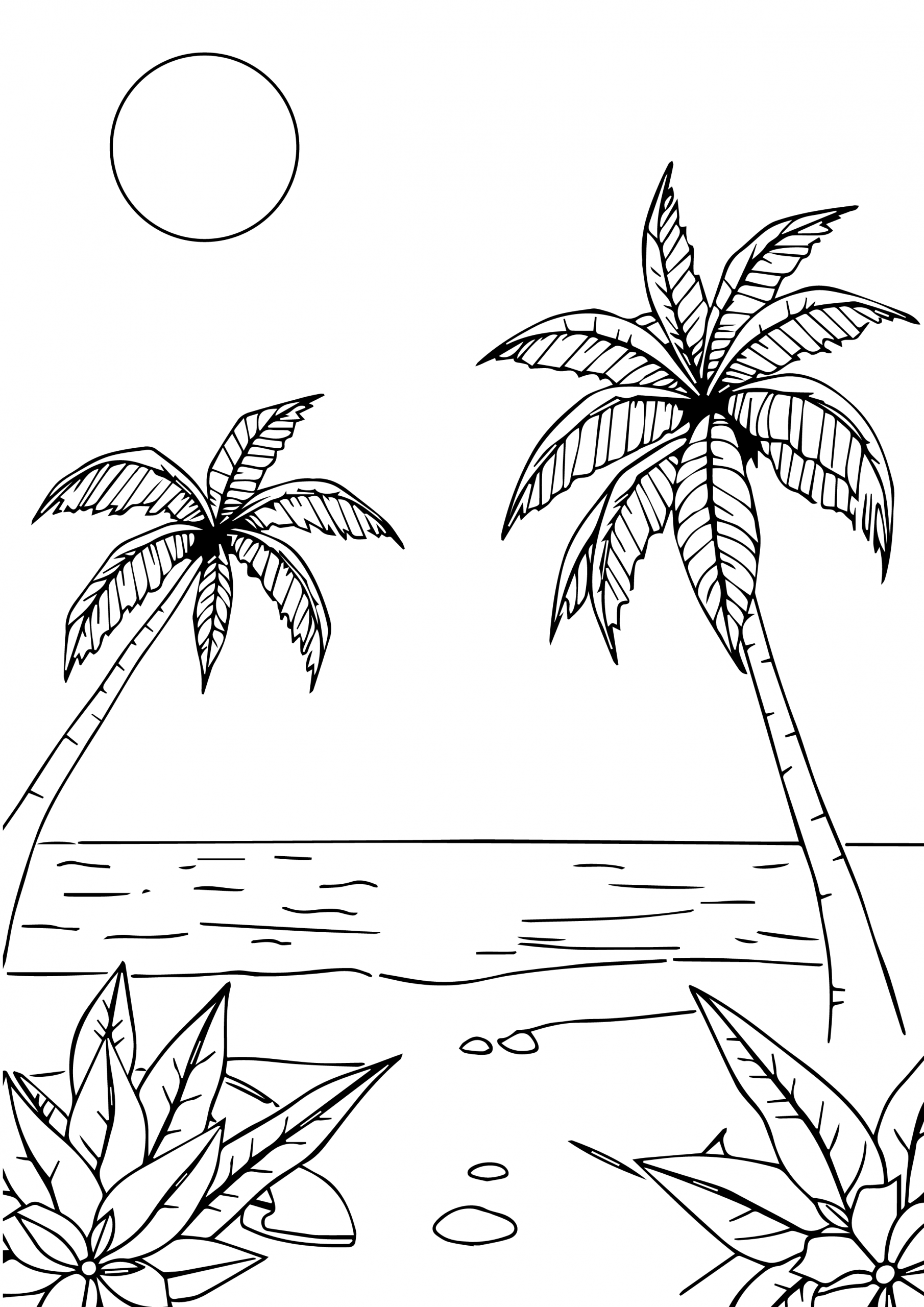 Printable Beach Scene Colouring Page