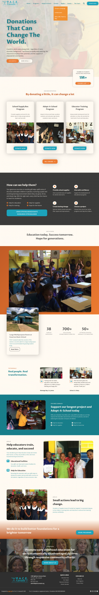 PACE Canada Homepage Work In Progress with initial colour selection