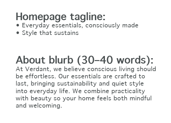 Verdant Tagline and About blurb